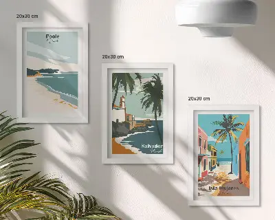 3-piece wall art set tropical landscapes featuring beaches and palm trees