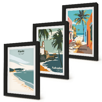 3-piece wall art set Tropical landscapes with beaches and palm trees