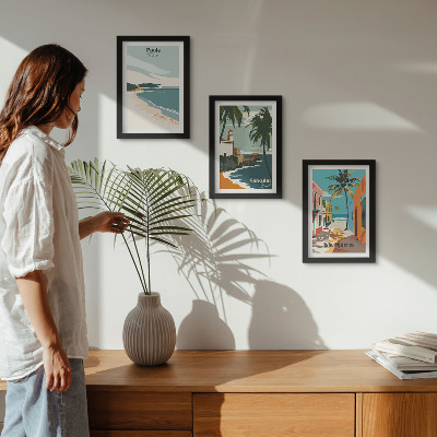 3-piece wall art set Tropical landscapes with beaches and palm trees