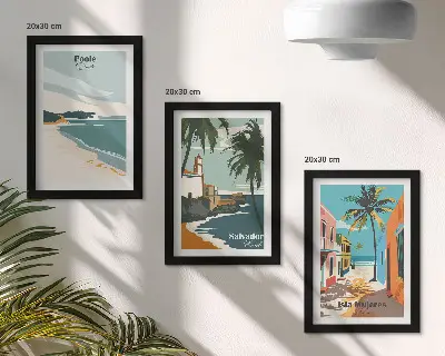 3-piece wall art set tropical landscapes featuring beaches and palm trees