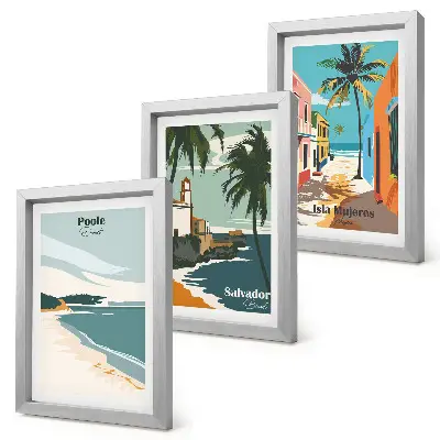 3-piece wall art set tropical landscapes featuring beaches and palm trees