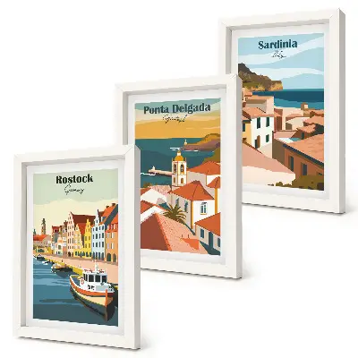Photo frame wall Views of European coastal and port cities