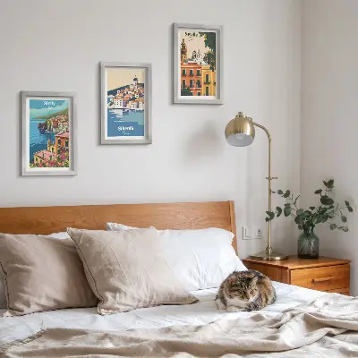 3-piece wall art set Landscapes of European cities with colorful buildings