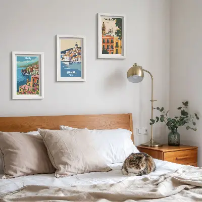 3-piece wall art set Landscapes of European cities with colorful buildings