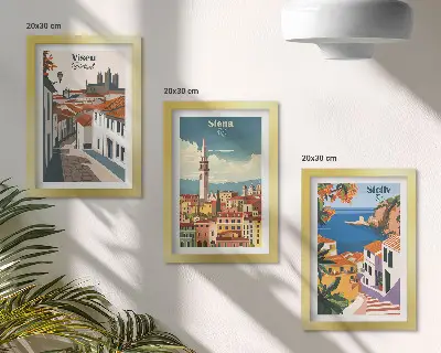 3-piece wall art set featuring retro illustrations of famous cities around the world