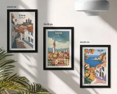 3-piece wall art set featuring retro illustrations of famous cities around the world