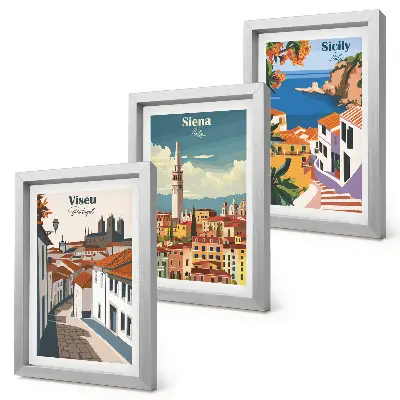 3-piece wall art set featuring retro illustrations of famous cities around the world