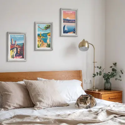 Photo frame wall Italian towns and retro seaside landscapes