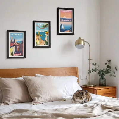Photo frame wall Italian towns and retro seaside landscapes
