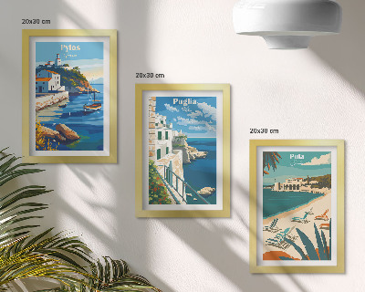 Framed triptych Picturesque seaside landscapes from tourist destinations