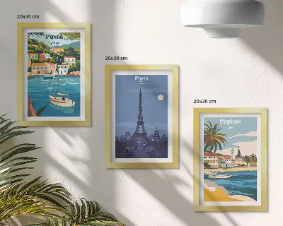 3-piece wall art set Views of coastal cities and their architecture