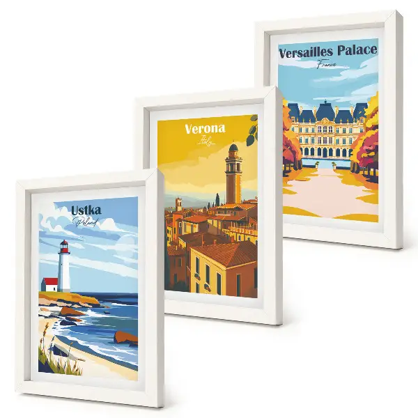 3-piece wall art set featuring views of famous seaside and city destinations