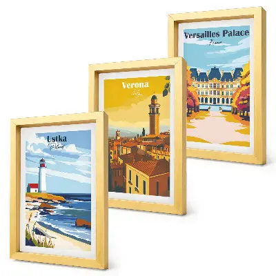 3-piece wall art set featuring views of famous seaside and city destinations