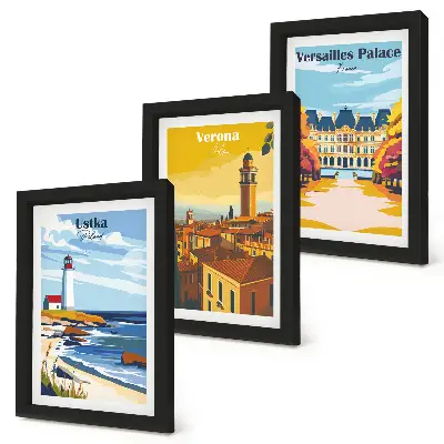 3-piece wall art set featuring views of famous seaside and city destinations