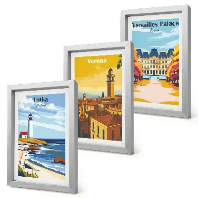 3-piece wall art set Views of famous places by the sea and in cities