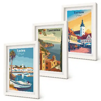 3-piece wall art set coastal city architecture views