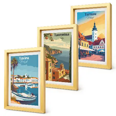 3-piece wall art set coastal city architecture views