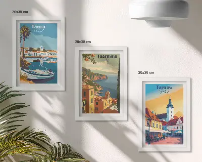3-piece wall art set Views of coastal cities and their architecture