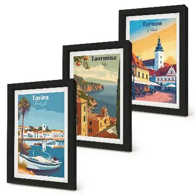 3-piece wall art set coastal city architecture views