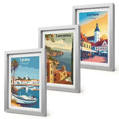 3-piece wall art set coastal city architecture views