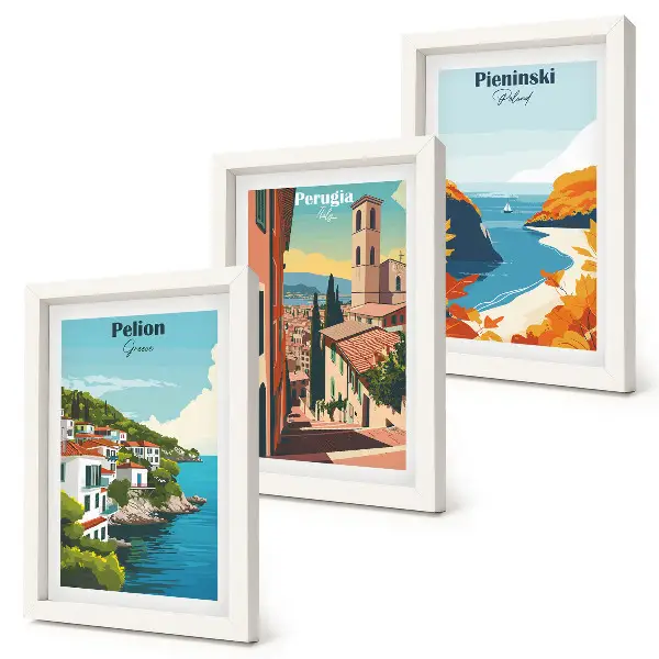 3-piece wall art set with picturesque retro landscapes
