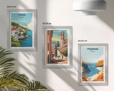 3-piece wall art set with picturesque retro landscapes