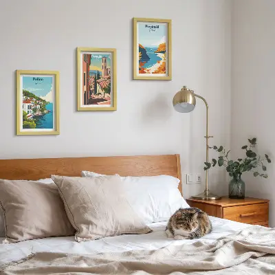 3-piece wall art set Picturesque landscapes in a retro style