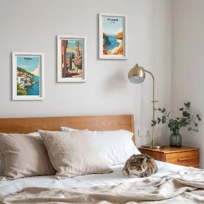 3-piece wall art set Picturesque landscapes in a retro style