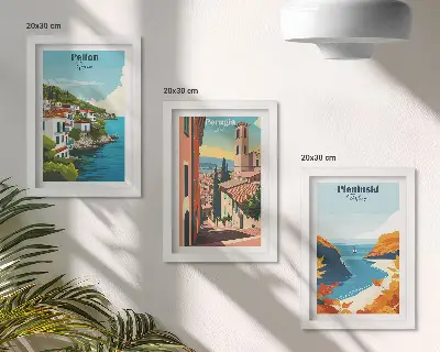 3-piece wall art set with picturesque retro landscapes