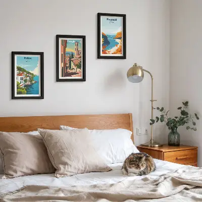 3-piece wall art set Picturesque landscapes in a retro style