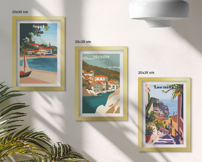 Photo frame wall Seaside city views stylish illustrations