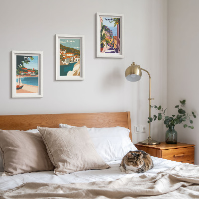 Photo frame wall Seaside city views stylish illustrations
