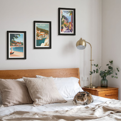 Photo frame wall Seaside city views stylish illustrations