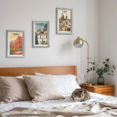 Framed triptych Retro cityscapes of Sedona Sintra Valletta
