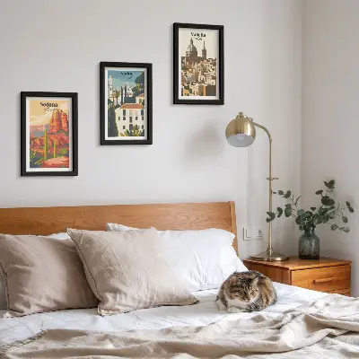 Framed triptych Retro cityscapes of Sedona Sintra Valletta