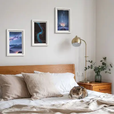 3-piece wall art set featuring a night sky mountains gorge and winter landscape