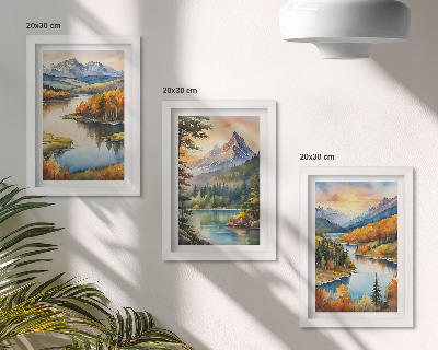 Photo frame wall Mountain landscapes with a river and colorful trees