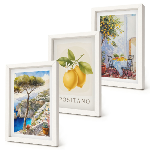 3-piece wall art set Views of Positano with lemon trees in the sun