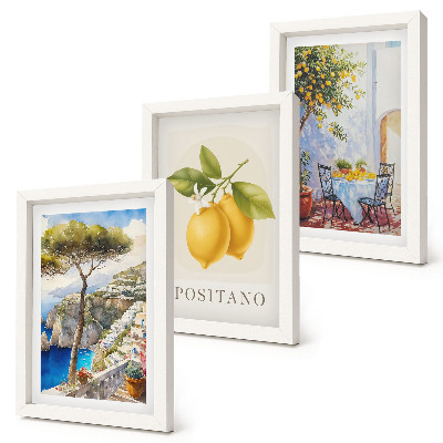 3-piece wall art set Views of Positano with lemon trees in the sun