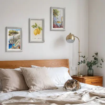3-piece wall art set featuring views of Positano with lemon trees in the sun