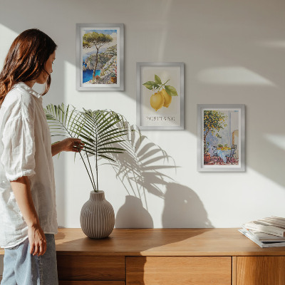 3-piece wall art set Views of Positano with lemon trees in the sun