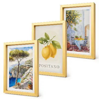 3-piece wall art set featuring views of Positano with lemon trees in the sun