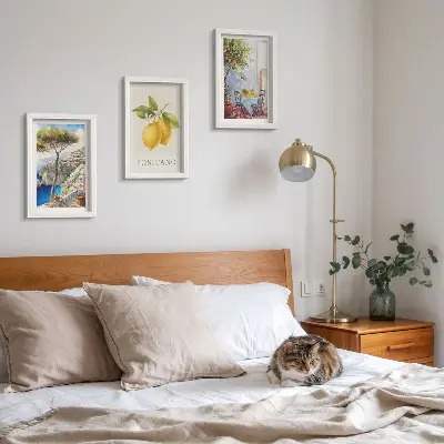 3-piece wall art set featuring views of Positano with lemon trees in the sun