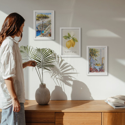 3-piece wall art set Views of Positano with lemon trees in the sun