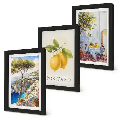 3-piece wall art set featuring views of Positano with lemon trees in the sun