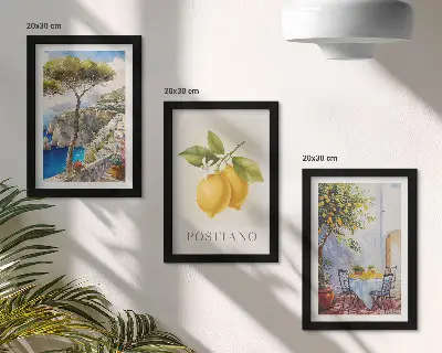 3-piece wall art set featuring views of Positano with lemon trees in the sun