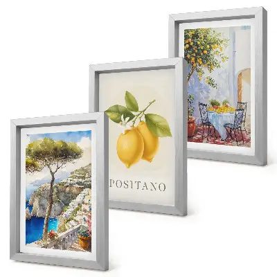 3-piece wall art set featuring views of Positano with lemon trees in the sun