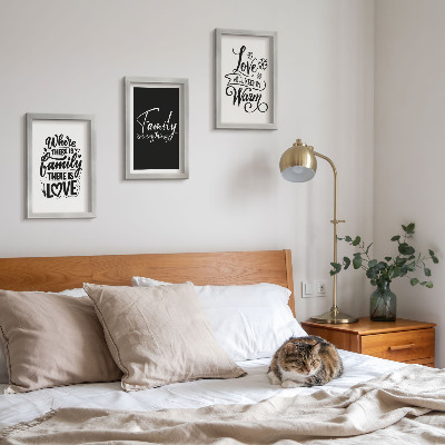 Framed triptych Family, love, warmth, home, inspirational quotes