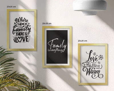Framed triptych Family, love, warmth, home, inspirational quotes