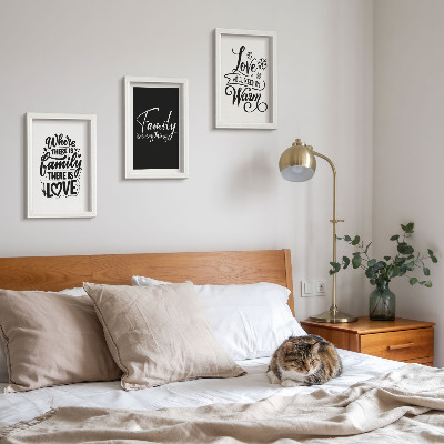 Framed triptych Family, love, warmth, home, inspirational quotes